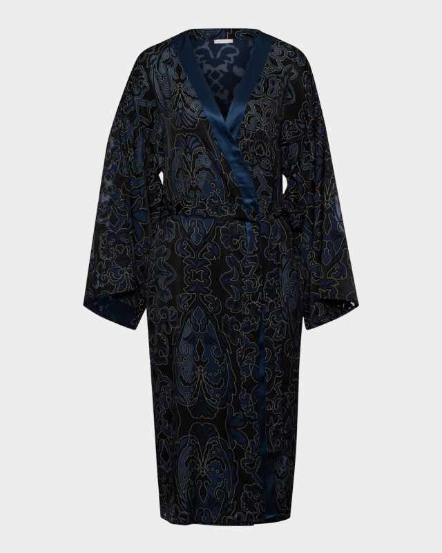 Marlene Damask-Print Kimono Rob